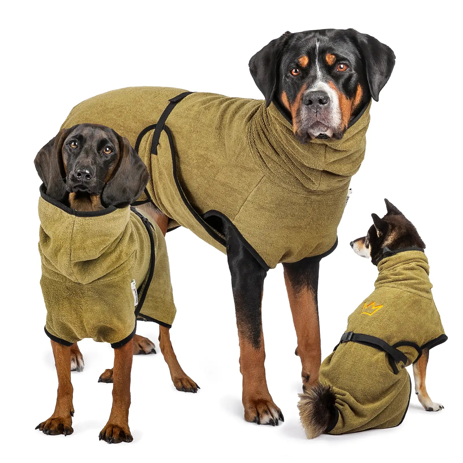 Rudelkönig Hunde Bademantel aus 100% echter Baumwolle für entspanntes Trocknen nach dem Baden.