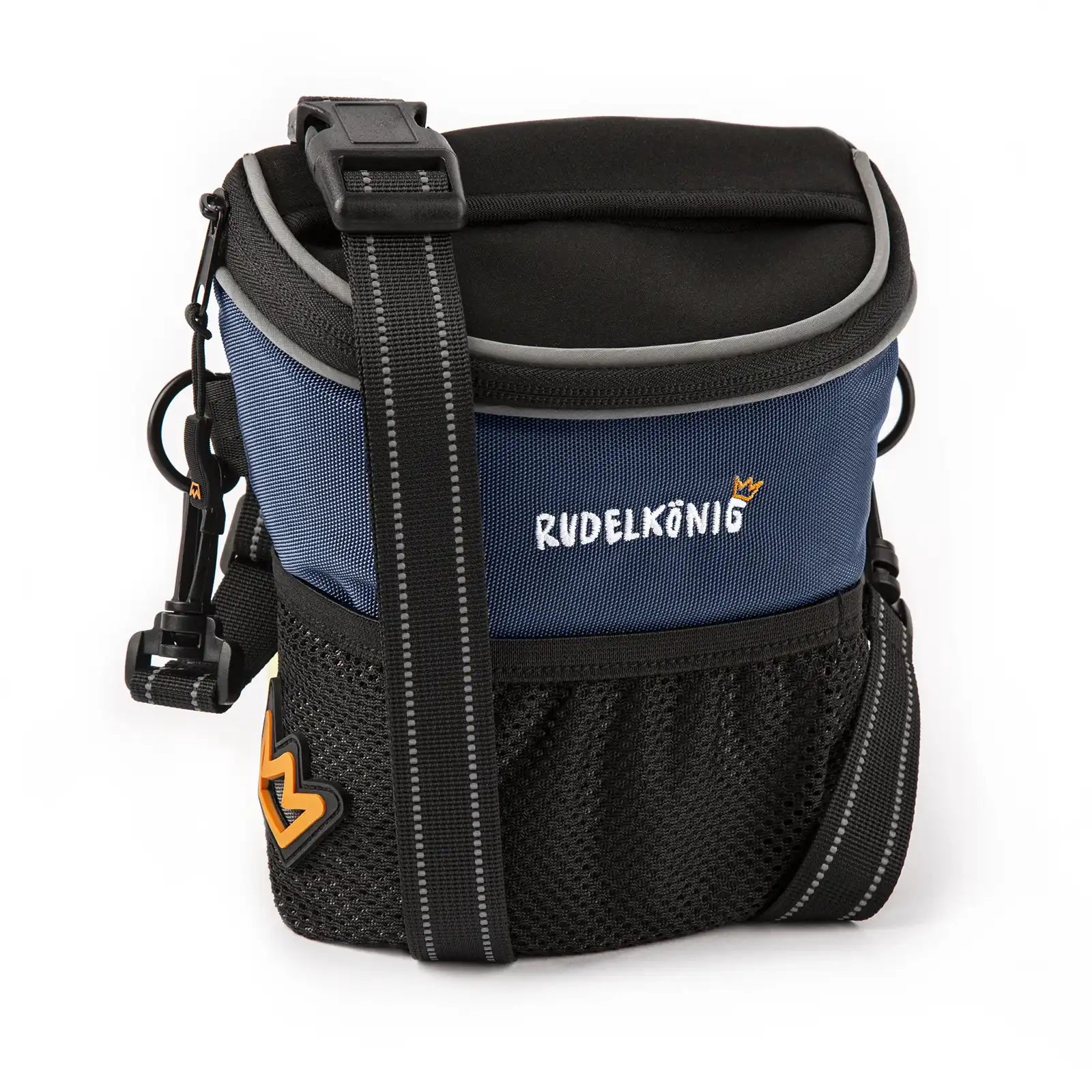 Rudelkönig Futtertasche in blau - entspanntes Gassi mit mehreren Fächern für Leckerlis, Spielzeug, Kotbeutel und Wertsachen oder Schlüssel