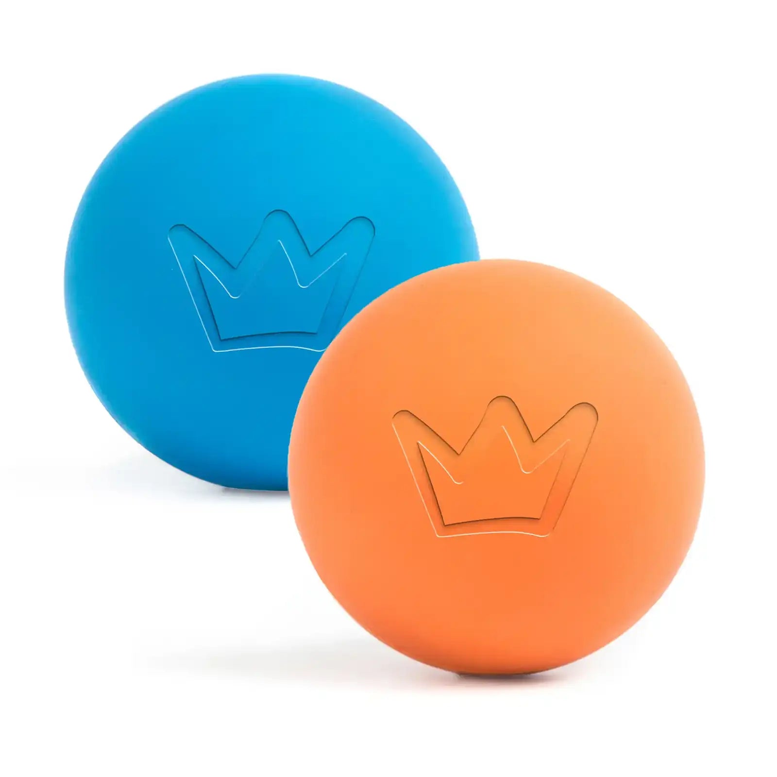 Rudelkönig Hundeball aus Naturkautschuk in orange und blau - bissfest und langlebig.