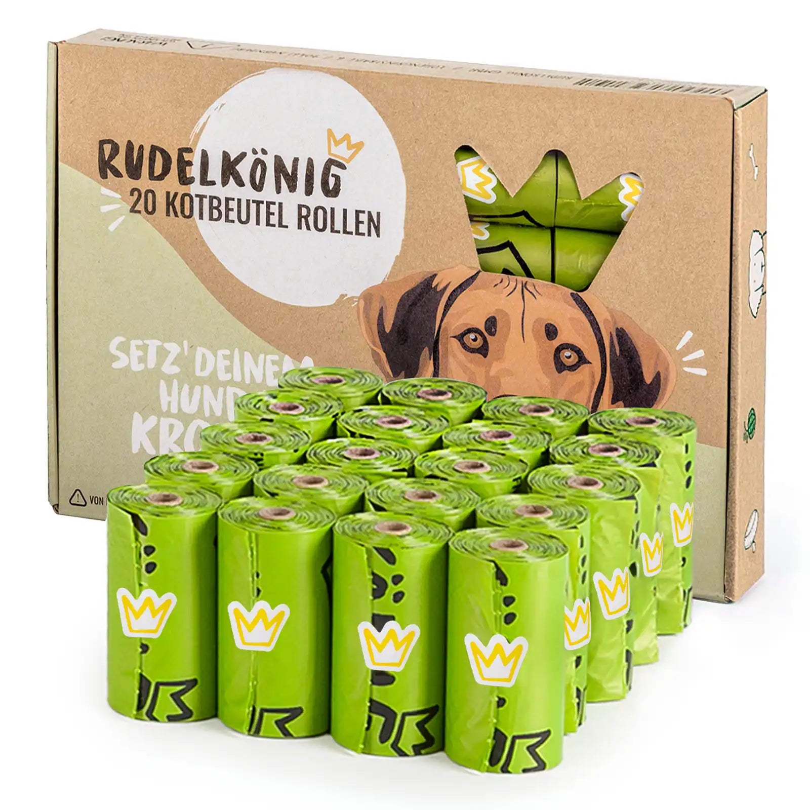Rudelkönig Hunde Kotbeutel aus recyceltem Plastik im vorteilhaften Mehrfachpack mit 300 Stück.