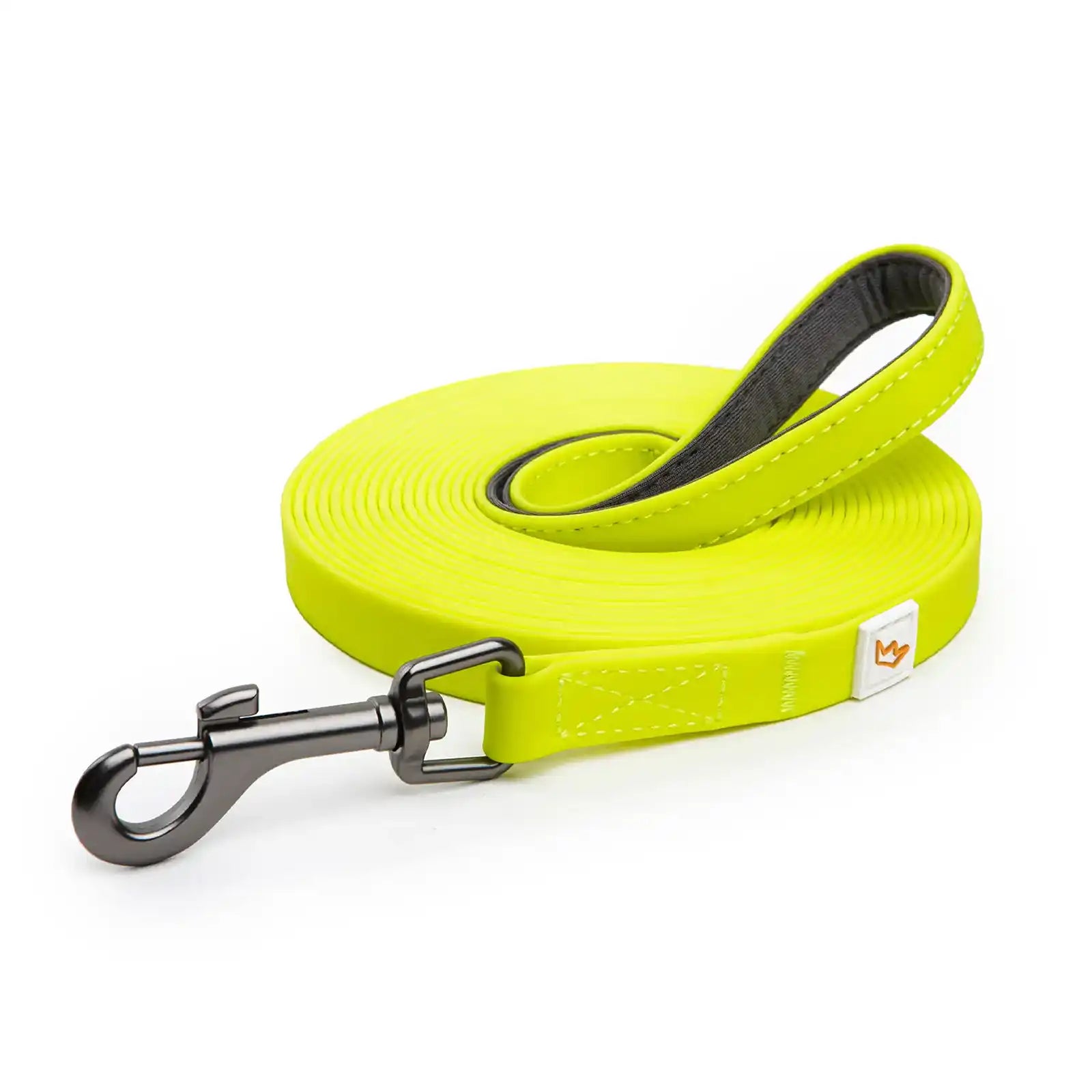 Rudelkönig Schleppleine in 5m aus PVC in gelb mit gepolstertem Neoprengriff.