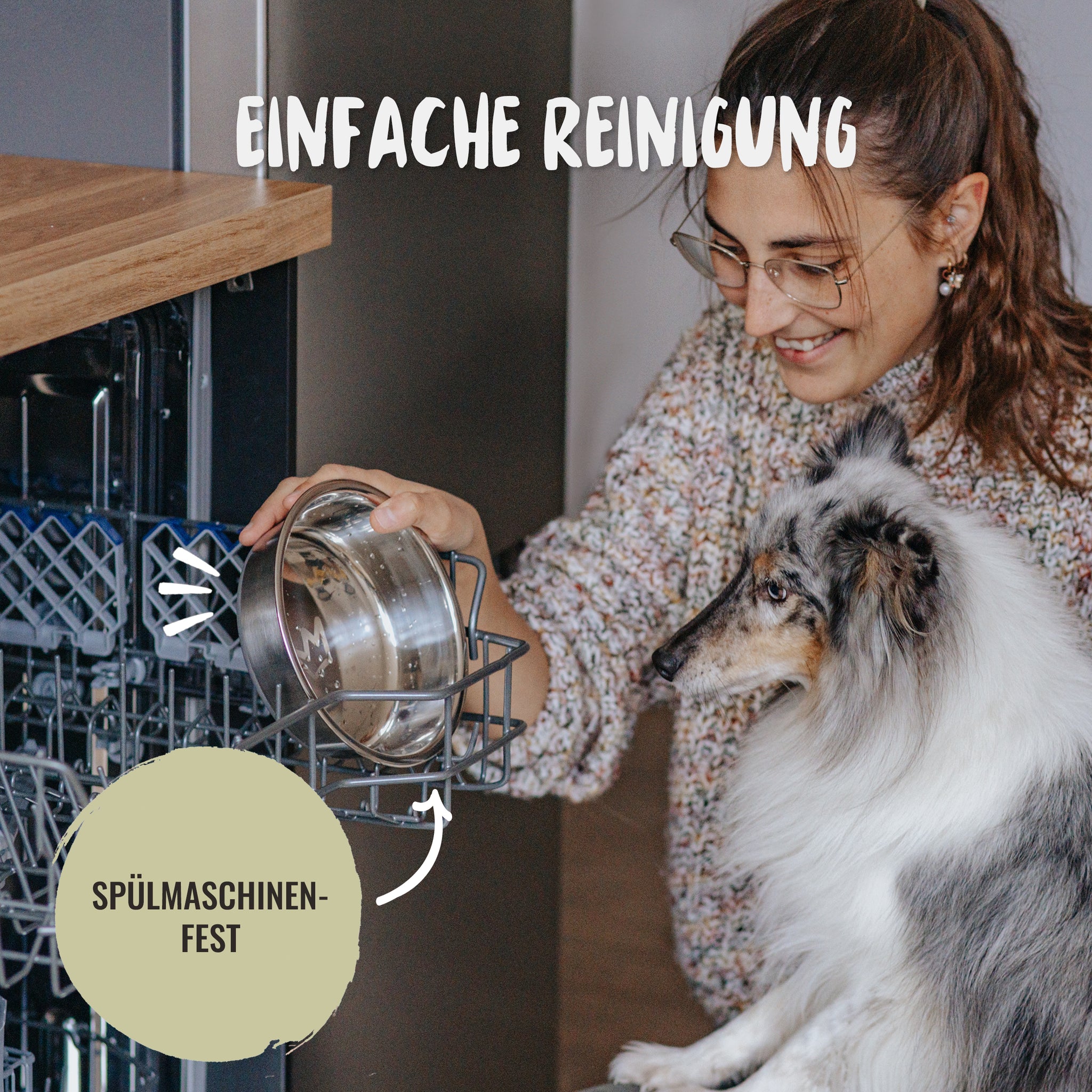 Der spülmaschinenfeste Edelstahl Futternapf für Hundefutter oder Katzenfutter ist einfach zu reinigen