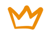 Rudelkönig Logo mit gerade liegender orangener Krone, die für die königliche Qualität des Hundezubehörs von Rudelkönig steht.