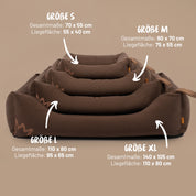 Die richtige Größe für alle | Zu groß, zu klein - nichts ist unangenehmer als ein Hundebett, das nicht passt. Damit sich dein Hund wirklich wohlfühlt, gibt’s das Koye in vier Größen - für kleine Fellnasen bis große Hunde. Unsere Größentabelle auf dieser Seite hilft dir, schnell die richtige Wahl zu treffen.