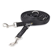 Rudelkönig Hundeleine Bella in schwarz 15mm mehrfach längenverstellbar mit Neoprenfütterung für entspannte Gassi Runden.