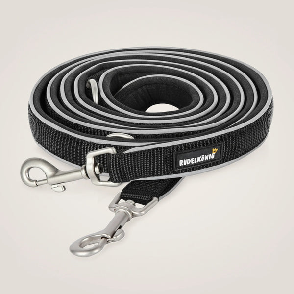 Kurze Reflektor-Hundeleine Mit O‑Ring – Extra Stark Für Große & Mittlere Hunde, 45 Cm, Schwarz
