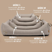 Die richtige Größe für alle | Zu groß, zu klein - nichts ist unangenehmer als ein Hundebett, das nicht passt. Damit sich dein Hund wirklich wohlfühlt, gibt’s das Koye in vier Größen - für kleine Fellnasen bis große Hunde. Unsere Größentabelle hilft dir, schnell die richtige Wahl zu treffen.